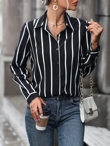 Clasi Vertical Striped Print Button Up Shirt