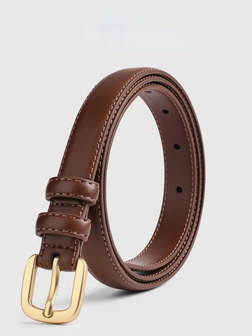 1pc Ladies' Brown Decorated Jeans Belt