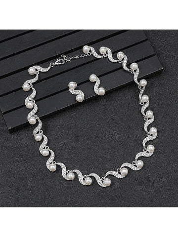 Fashion Elegant Big Faux Pearl Bridal Jewelry Sets