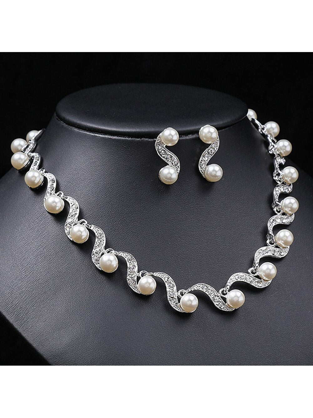 Fashion Elegant Big Faux Pearl Bridal Jewelry Sets