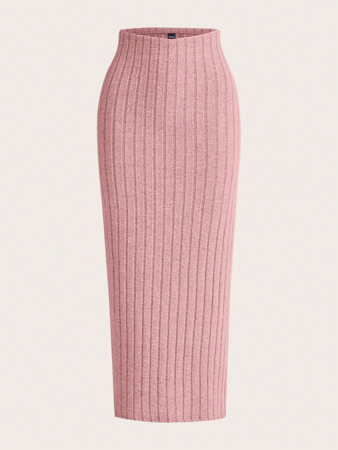 EZwear Solid Ribbed Knit Pencil Skirt