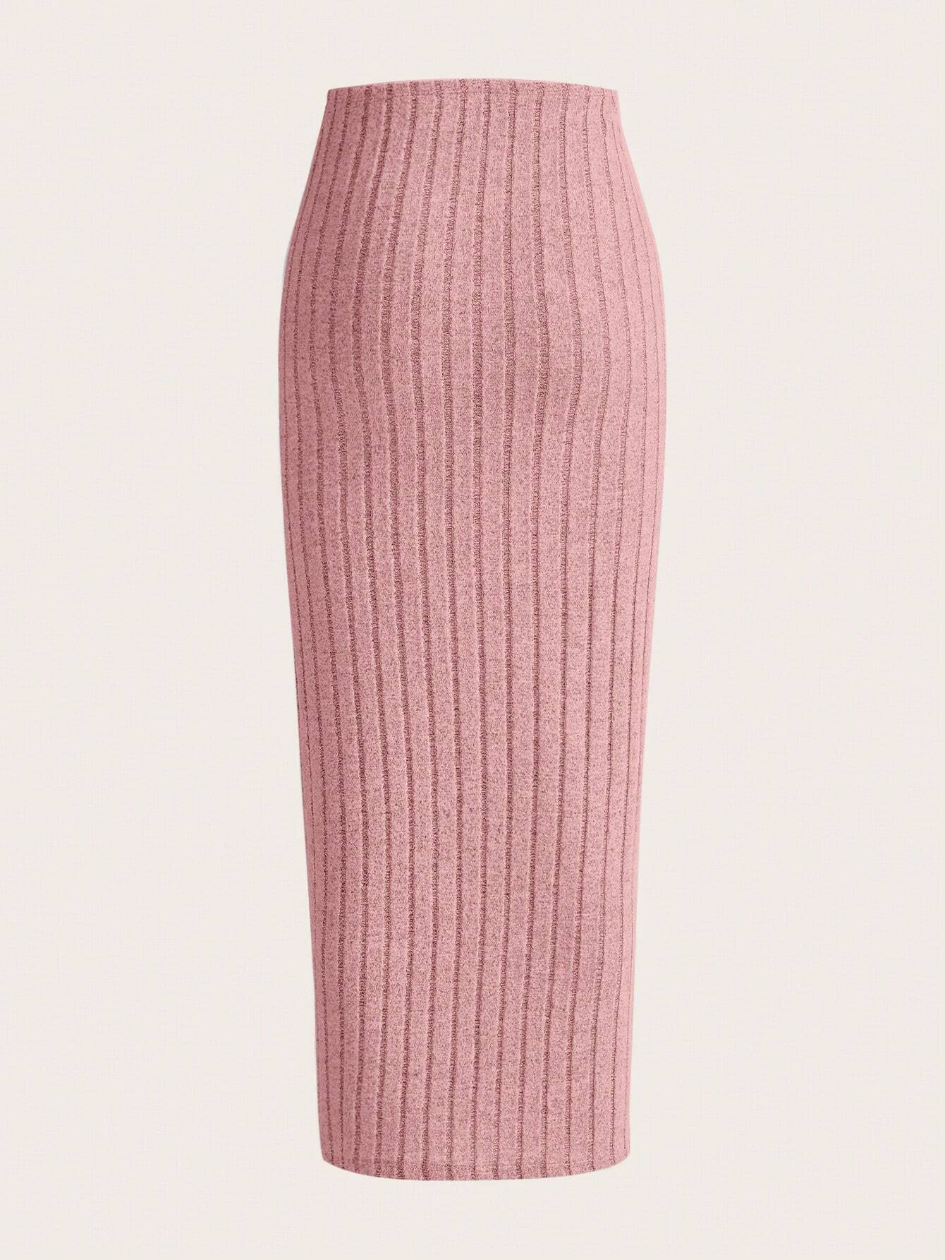 EZwear Solid Ribbed Knit Pencil Skirt