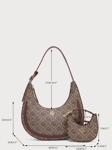 ANESSAMAY&DKMG 2pcs/Set Silk Printed Letter Pattern Combination Bag Strap Adjustable