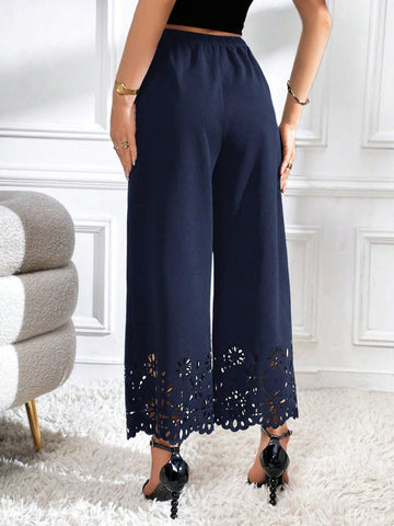 Privé Laser Cut Out Wide Leg Pants