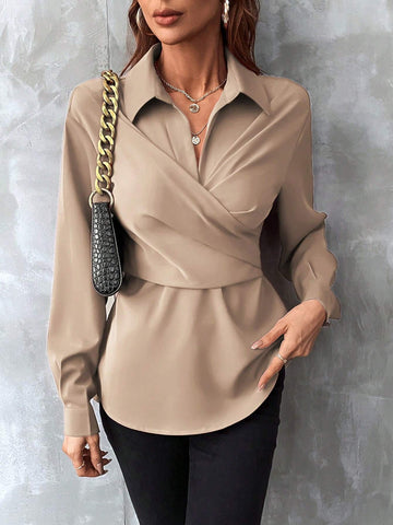 Clasi Cross Detail Long Sleeve Blouse