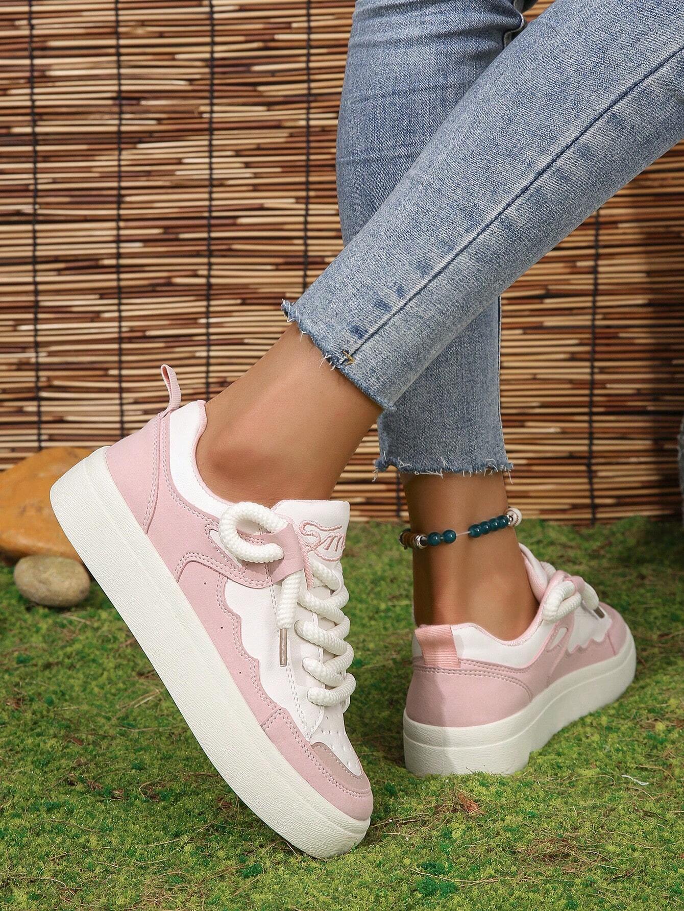 Fashionable Color-block White Sneakers