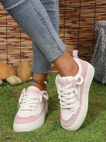 Fashionable Color-block White Sneakers