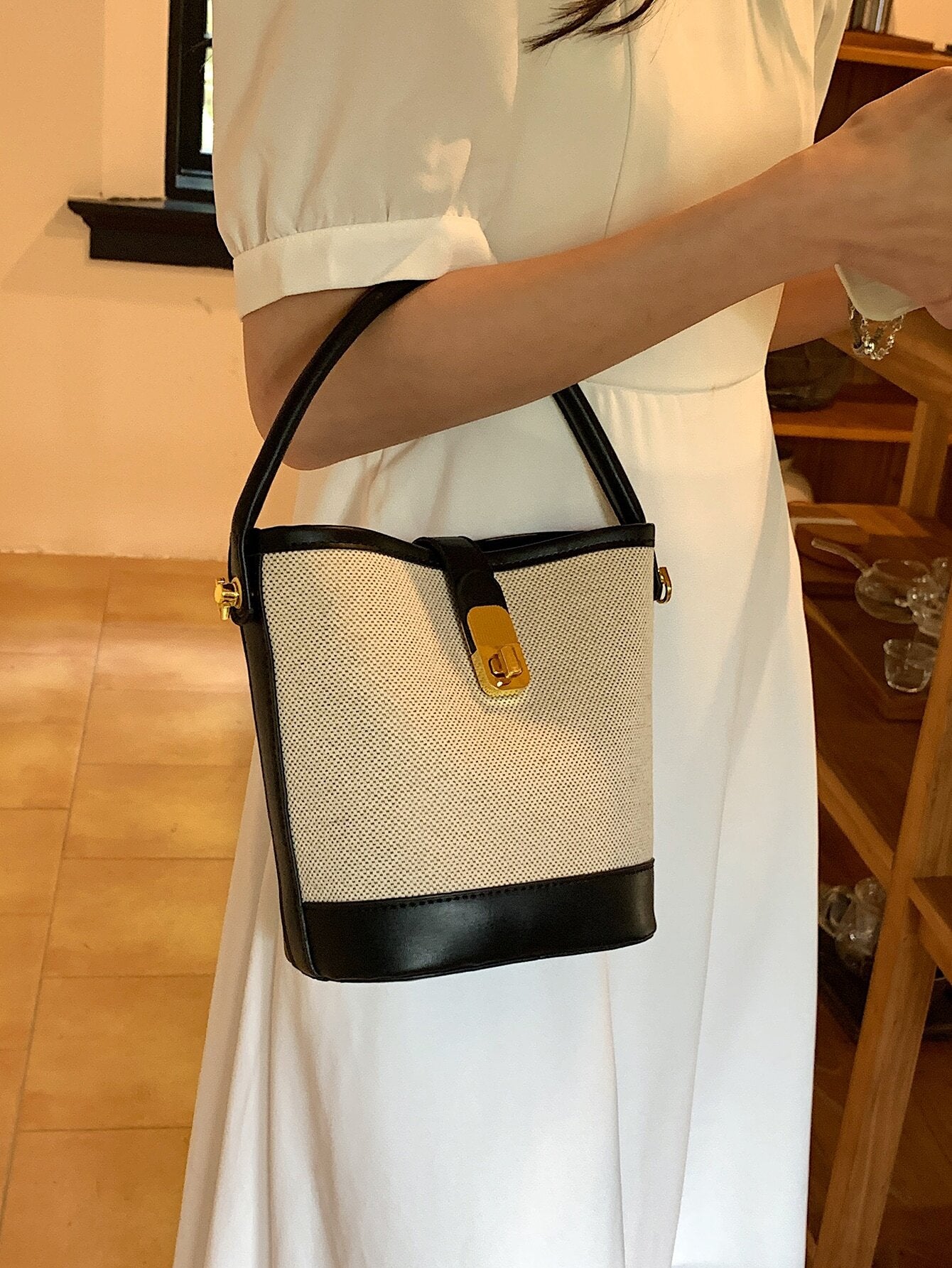 Colorblock Bucket Bag Mini Twist Lock