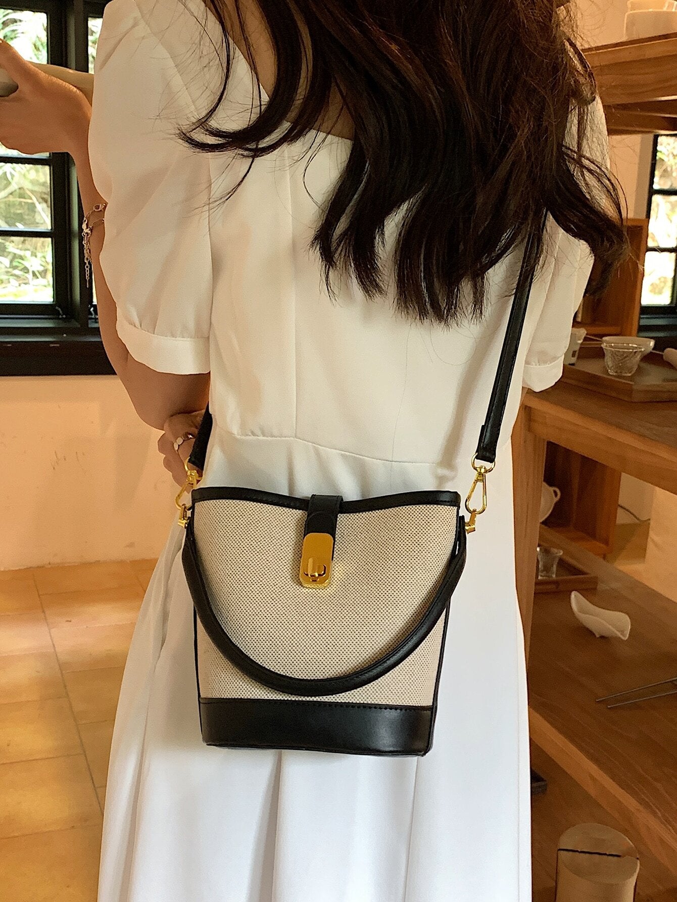 Colorblock Bucket Bag Mini Twist Lock