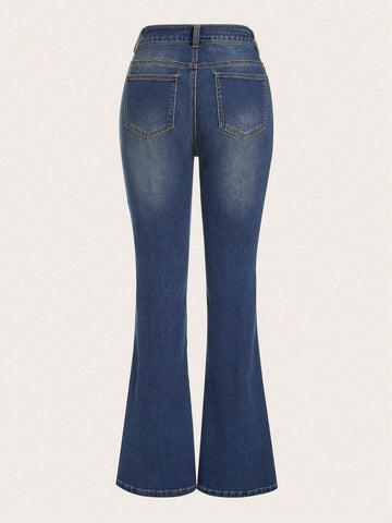 EZwear Star Print Flare Leg Jeans