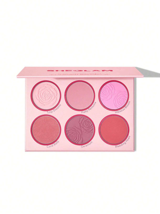 SHEGLAM Floral Flush Blush Palette-Blushing Bouquet 6-Color Pressed Powder Blush Palette Long Lasting High Pigment Non-Fading