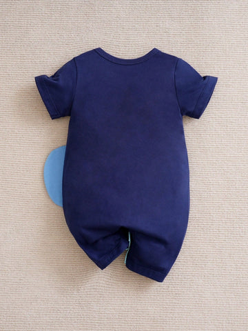 Baby Boy Casual Elephant Graphic Rompers