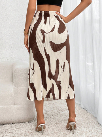 Firerie Graphic Print Plisse Long Skirt