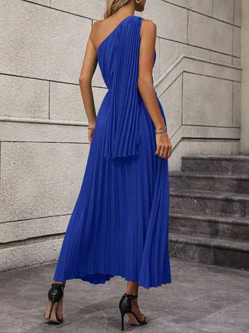 CAY One Shoulder Twist Front Pleated Hem Dress