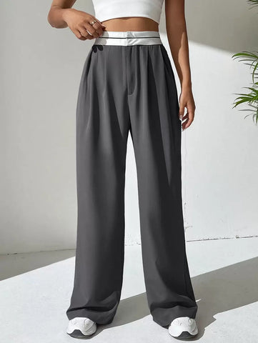 EZwear Contrast Panel Wide Leg Pants