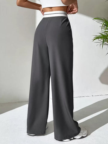 EZwear Contrast Panel Wide Leg Pants