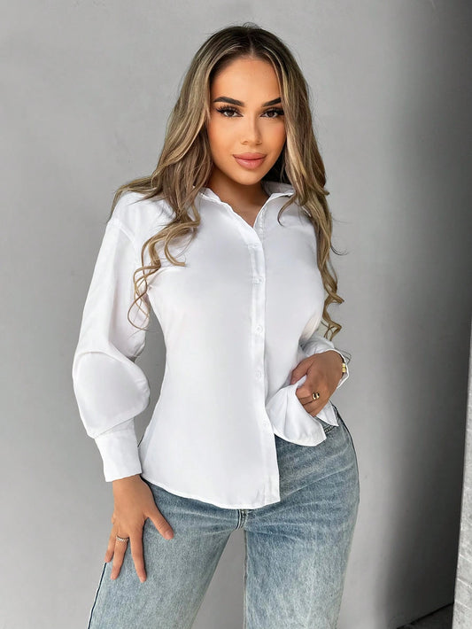 Allurite Chain Detail Backless Crop Shirt