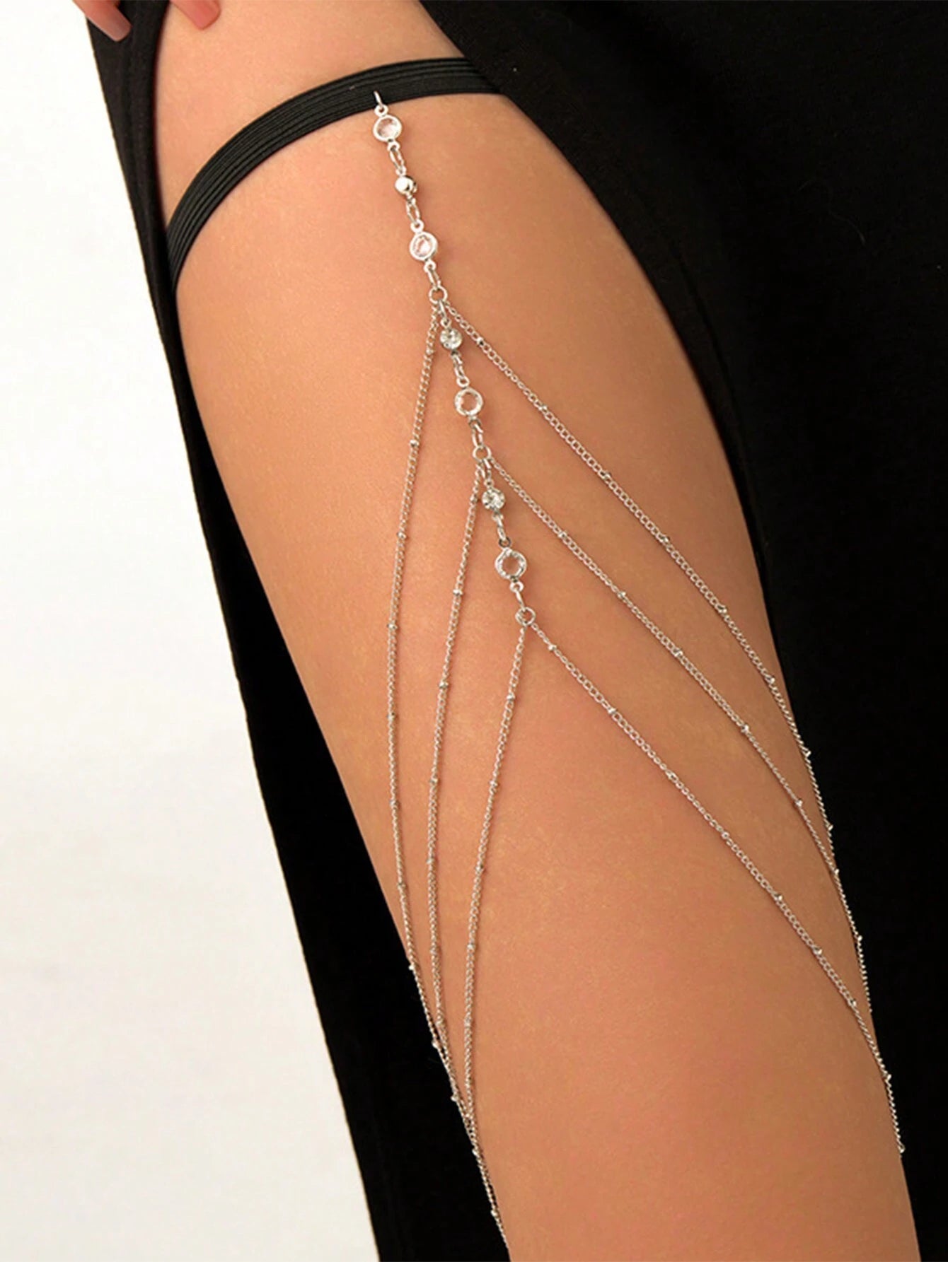 Rhinestone Decor Thigh Chain