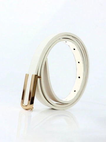 1pc Women Solid Geometric Buckle Fashion Belt For Decoration