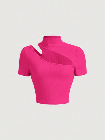 MOD Cut Out Mock Neck Tee