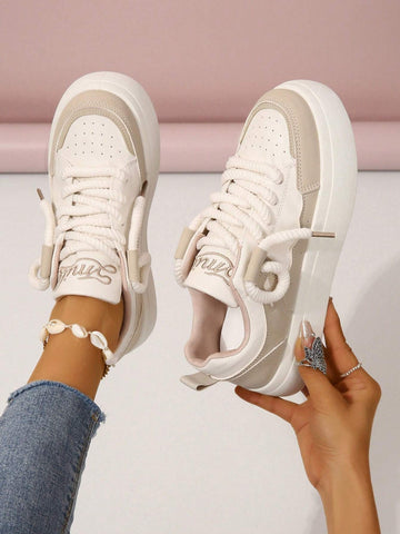 Fashionable Color-block White Sneakers