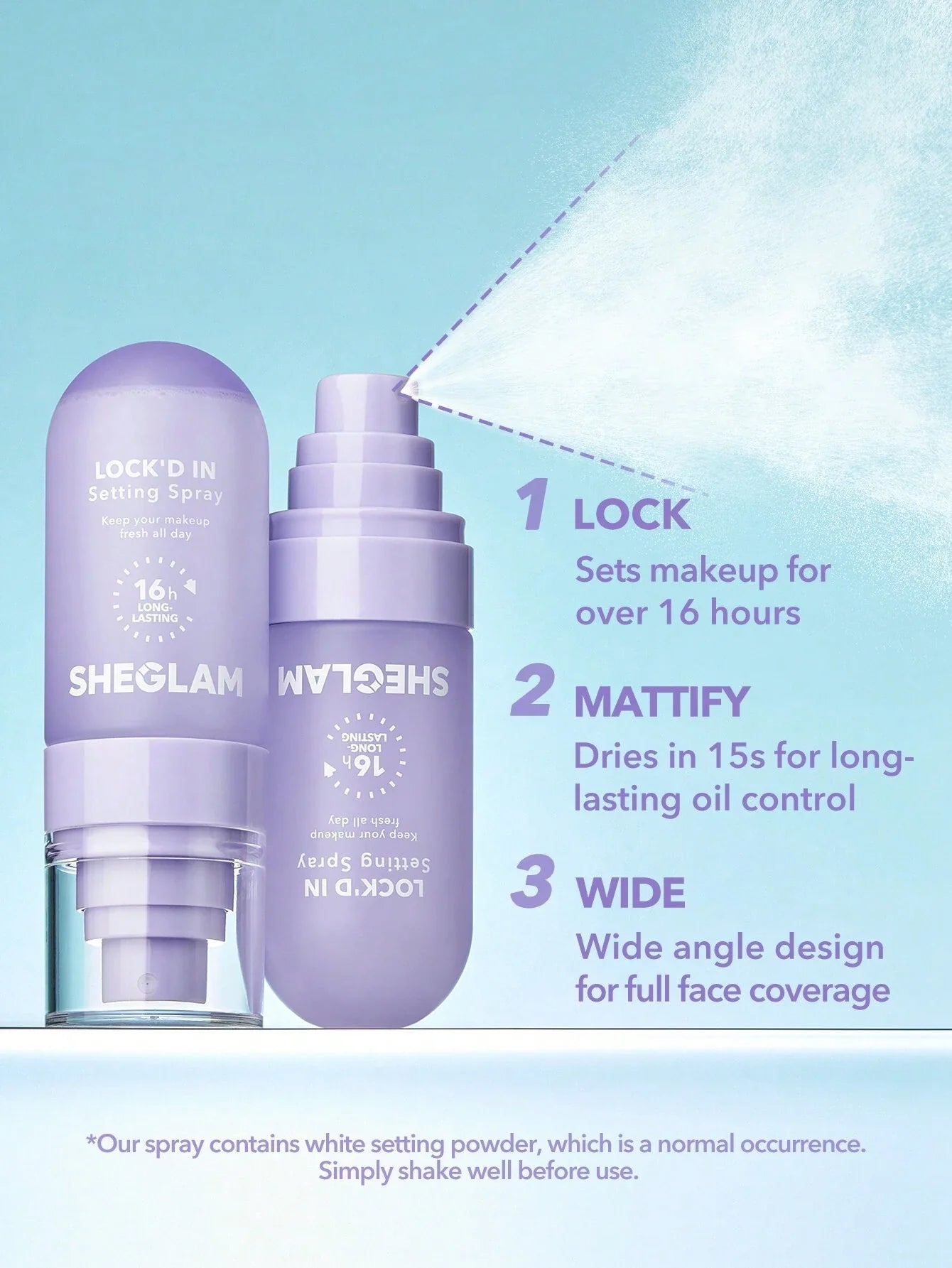 SHEGLAM Lock'd In Setting Spray Mattifying Effect Quick-Drying Long Lasting Makeup Locking Spray Oil-Control