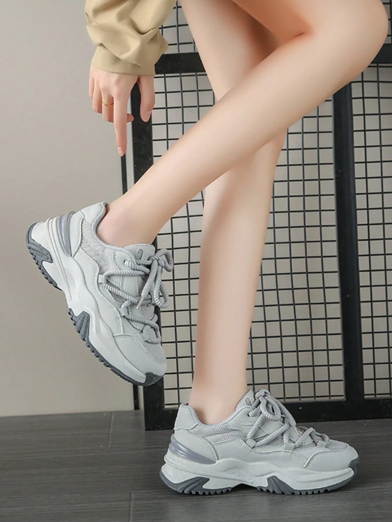 Women'S Chunky Sneakers Running Shoes 2023 Spring Autumn Korean Style Thick Sole Casual Shoes