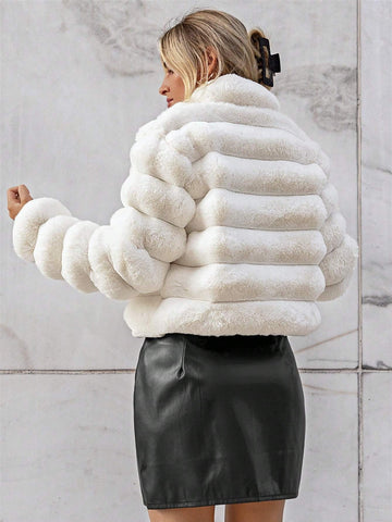 Firerie Going Out Solid Open Front Crop Fuzzy Coat