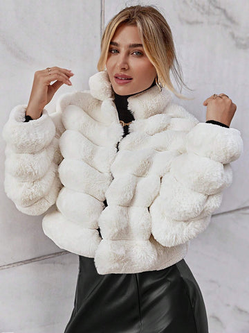 Firerie Going Out Solid Open Front Crop Fuzzy Coat