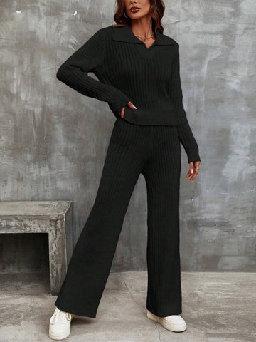 Franclia Ribbed Knit Sweater & Knit Pants