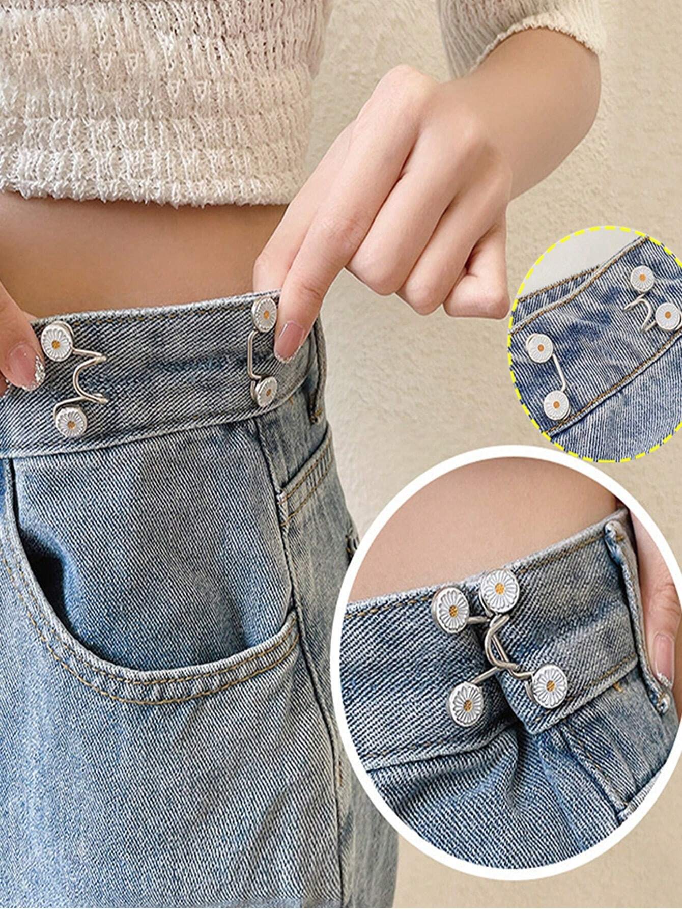 1Pc Invisible Adjustable Waist Reduction Buckle Pin (Without Cardboard)