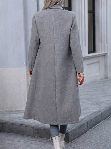 Privé Double-breasted Waterfall Collar Woolen Coat