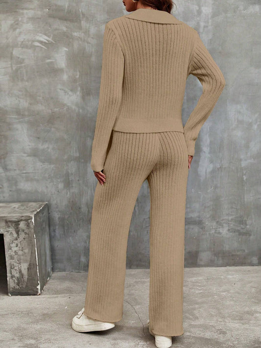 Franclia Ribbed Knit Sweater & Knit Pants