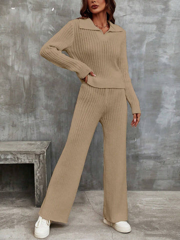 Franclia Ribbed Knit Sweater & Knit Pants