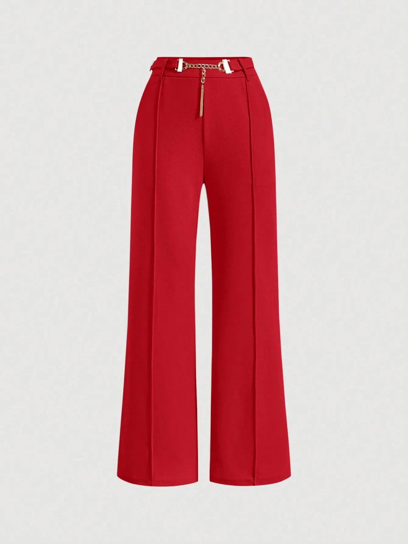 MOD Solid Belted Wide Leg Suit Pants