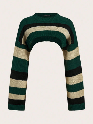 ICON Striped Pattern Micro Crop Sweater