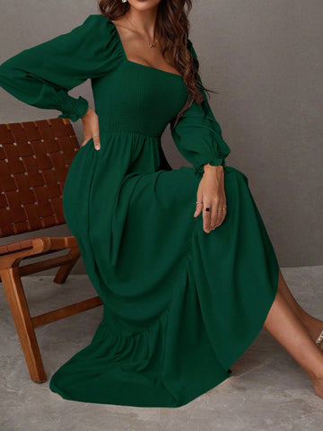 Breezaya Square Neck Ruffle Hem Dress