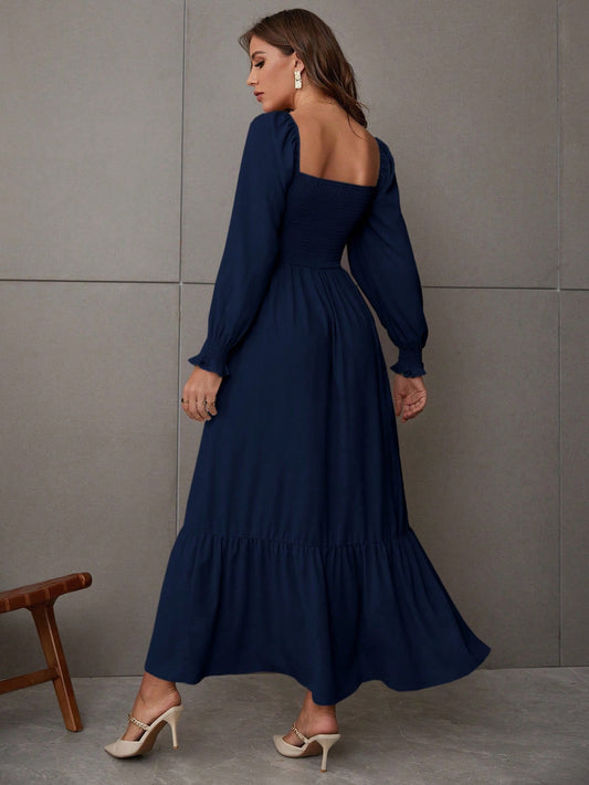 Breezaya Square Neck Ruffle Hem Dress