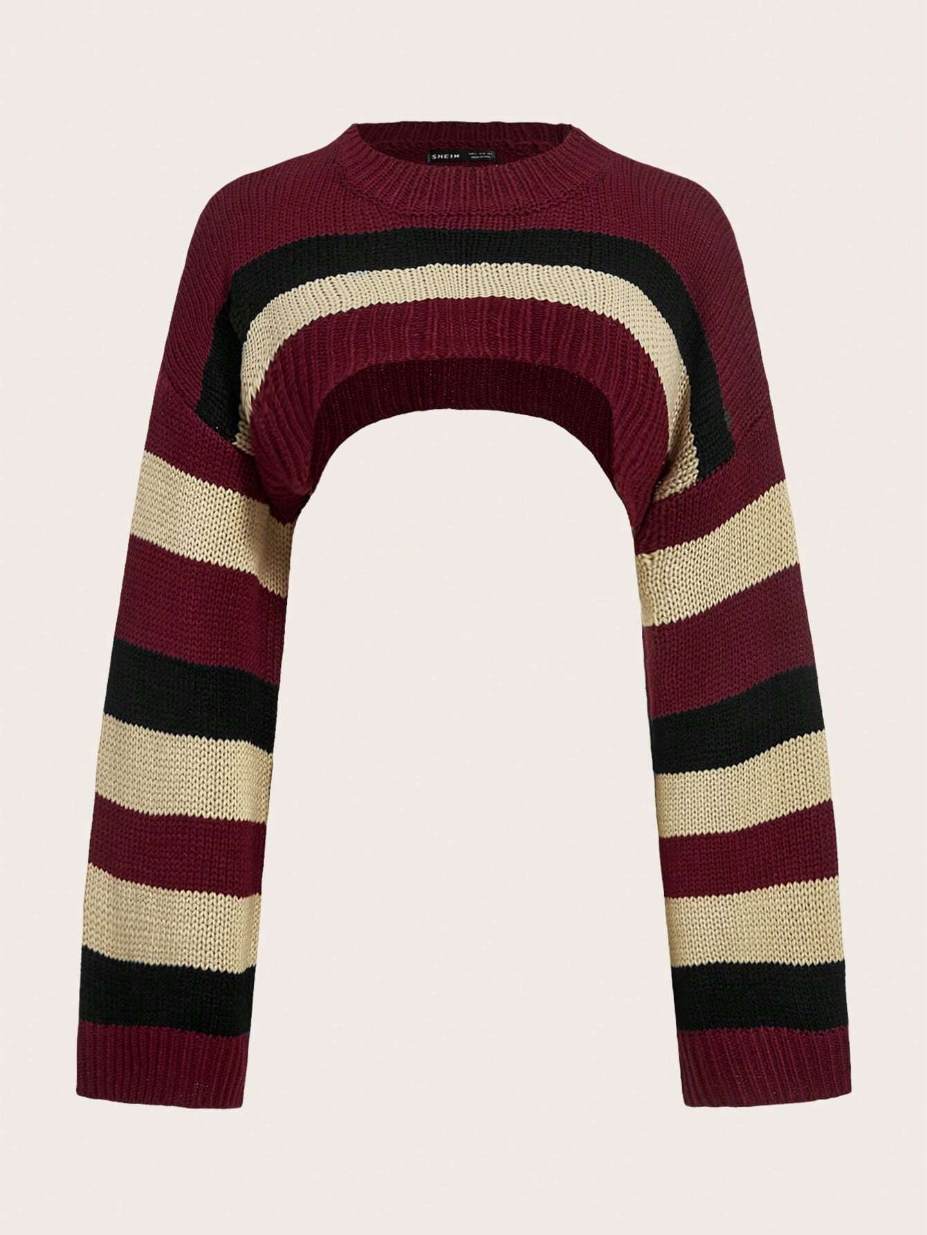 ICON Striped Pattern Micro Crop Sweater