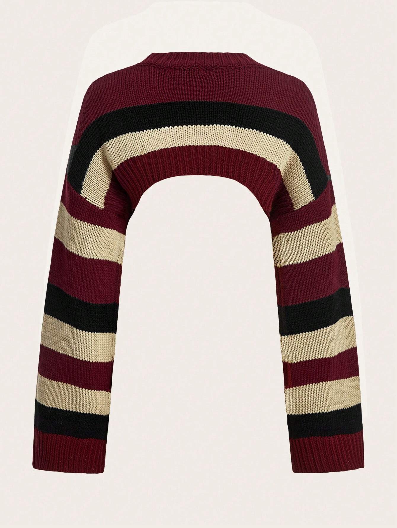 ICON Striped Pattern Micro Crop Sweater