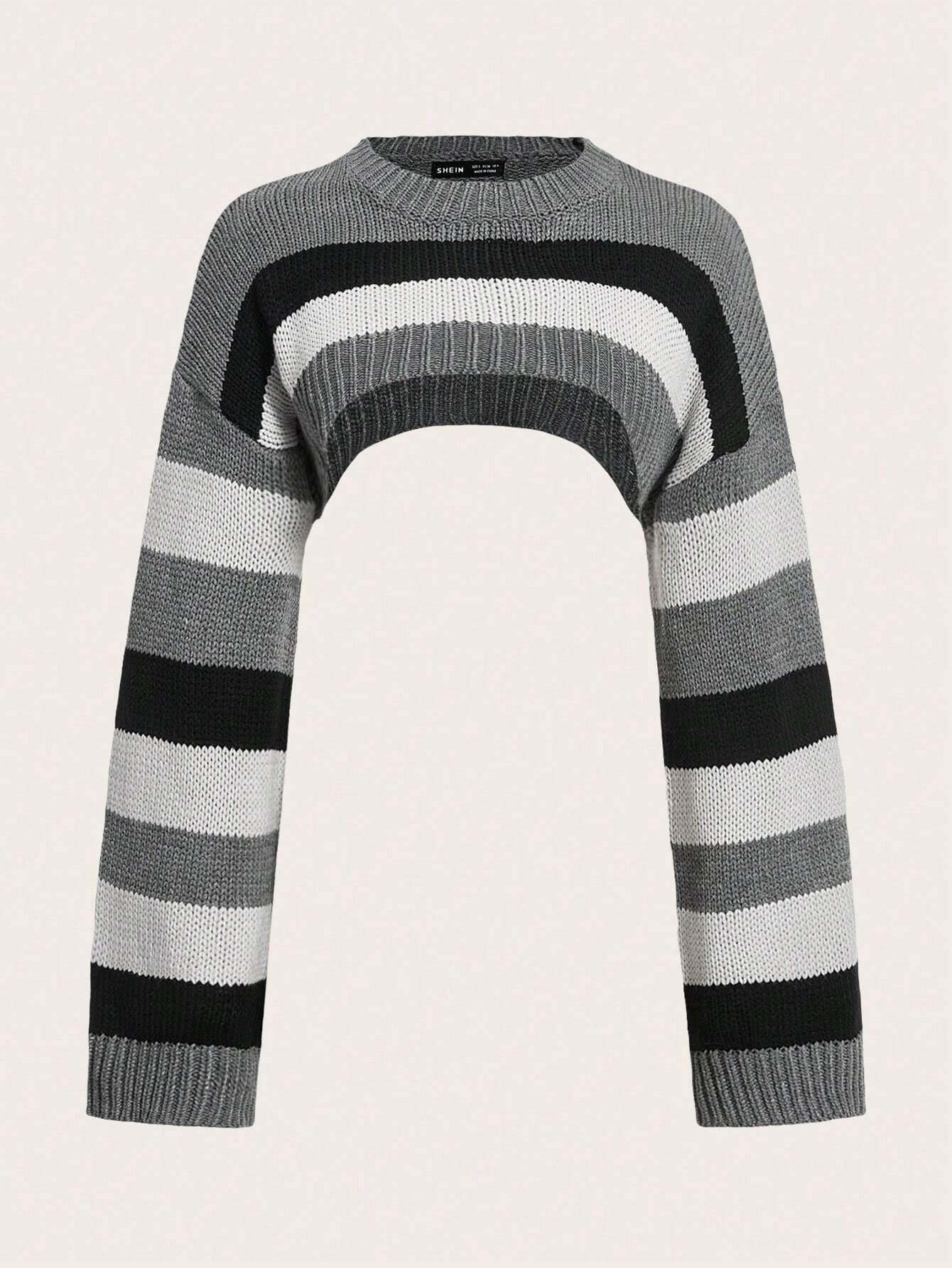 ICON Striped Pattern Micro Crop Sweater