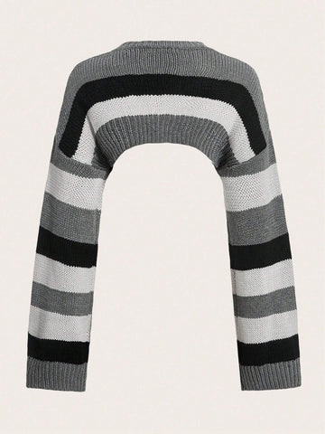 ICON Striped Pattern Micro Crop Sweater