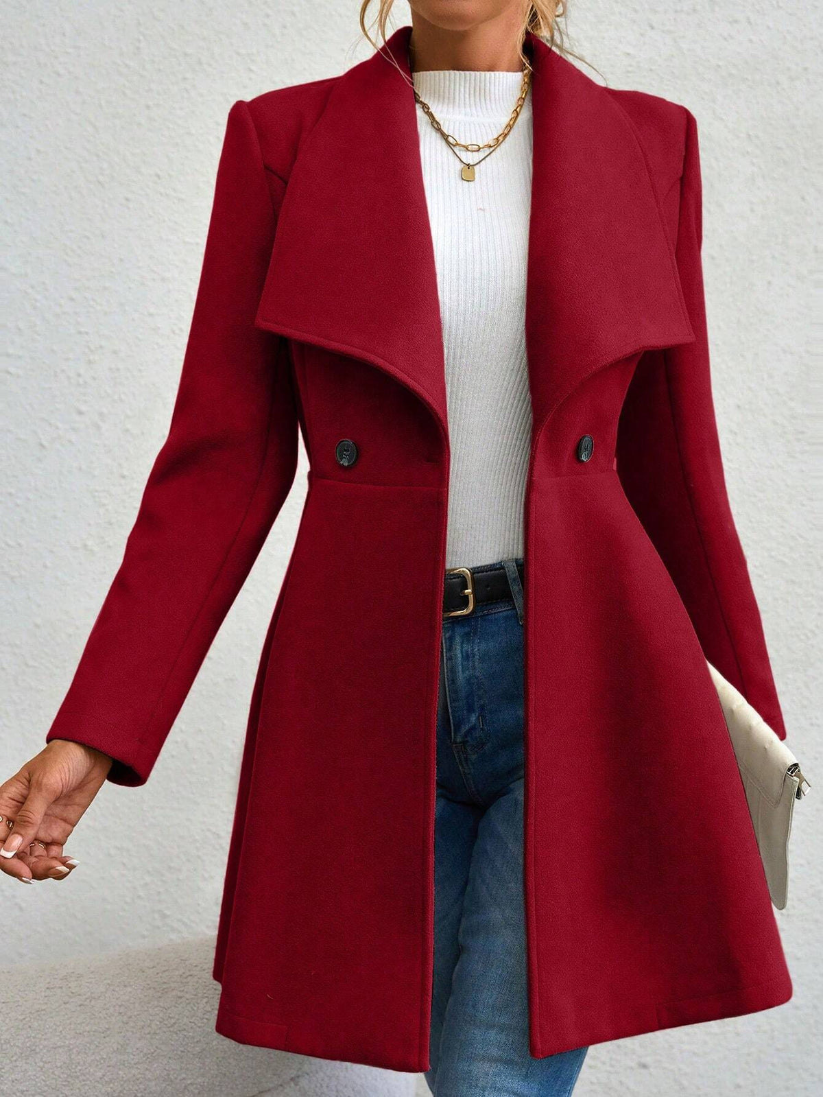 Raffinéa Waterfall Collar Double Button Overcoat