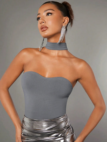 BAE Solid Halter Neck Bodysuit