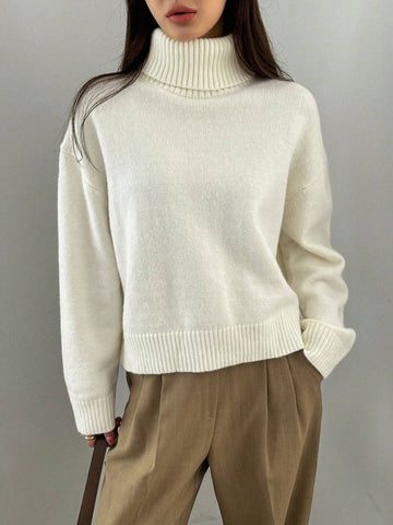 DAZY Turtleneck Drop Shoulder Sweater