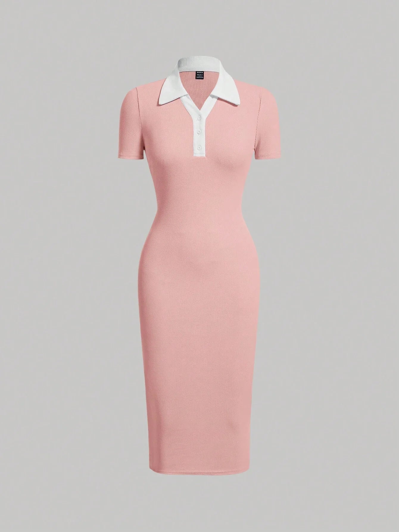 MOD Preppy Style Black And White Contrast Collar Button Front Dress