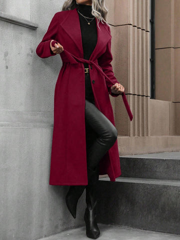 Clasi Waterfall Collar Belted Overcoat