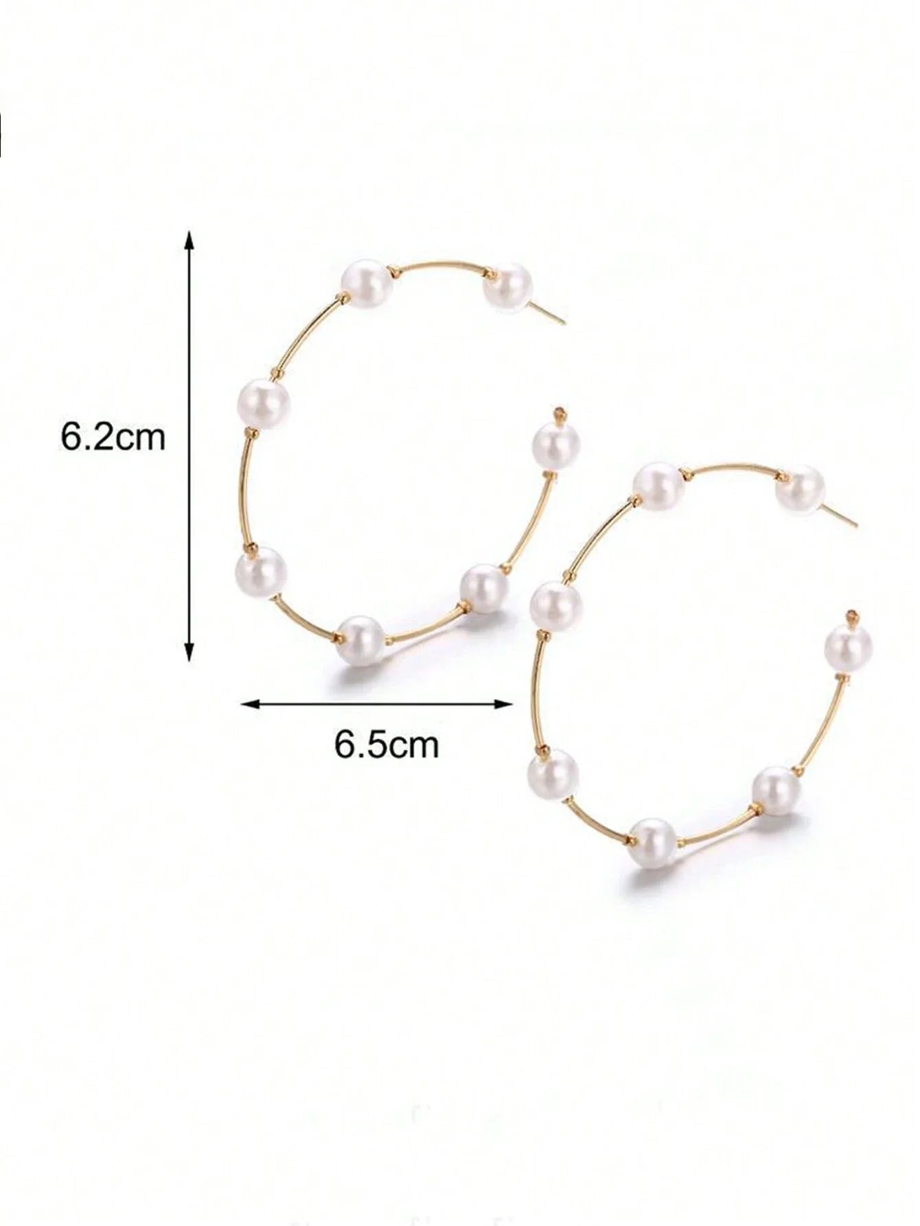 1pair New Style Large Circle Creative Vintage Faux Pearl Hoop Earrings