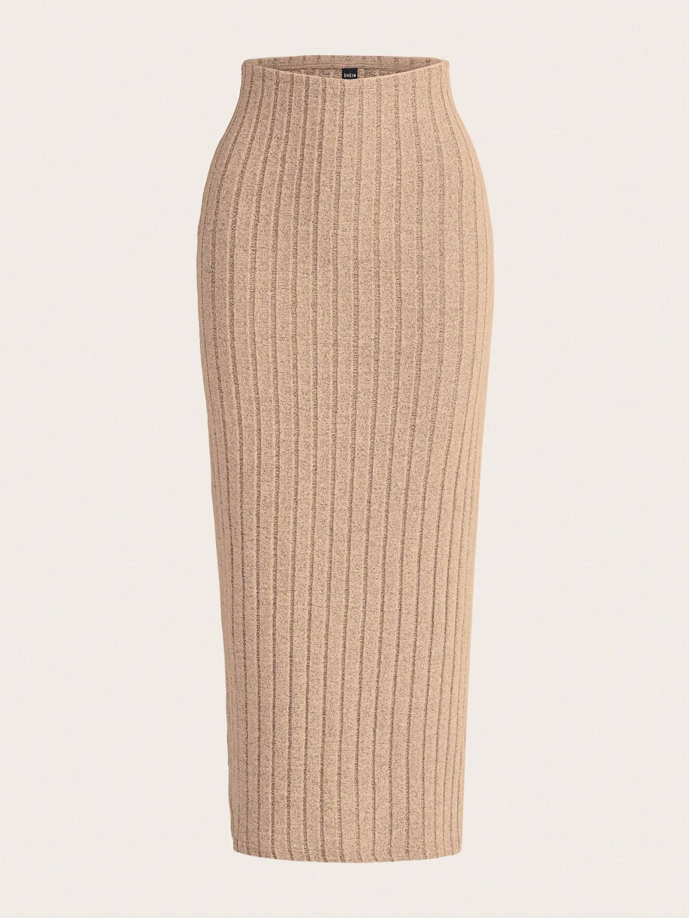 EZwear Solid Ribbed Knit Pencil Skirt