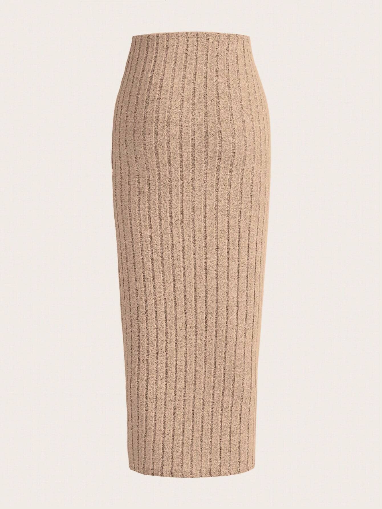 EZwear Solid Ribbed Knit Pencil Skirt